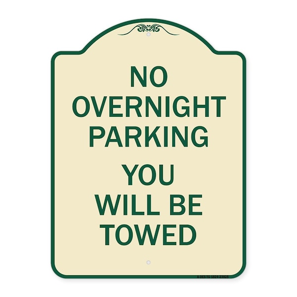 Signmission No Overnight Parking You Will Towed Heavy-Gauge Aluminum Sign, 24" x 18", TG-1824-23825 A-DES-TG-1824-23825 - main